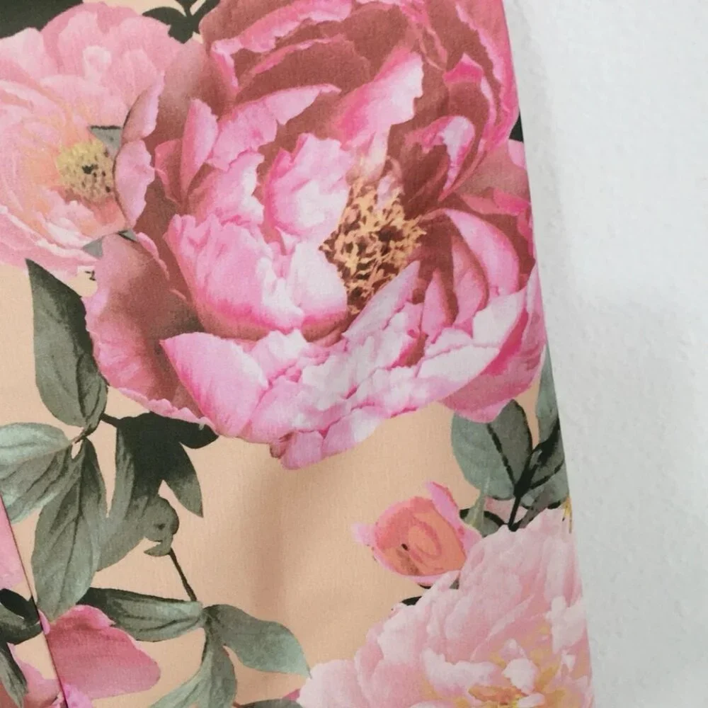 Premier Amour Satin Floral Dress Sz 2 Faux Wrap Front Slit Romantic Fairy Whimsy